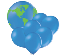 Set balónků zeměkoule balón velký a 6 ks balónků modré