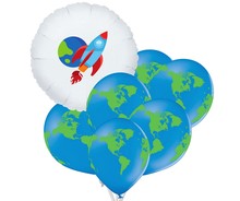 Set raketa + zeměkoule balonky 6 ks