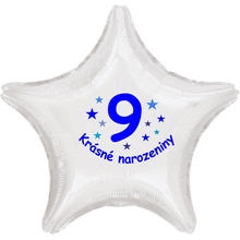 Krásné 9. narozeniny fóliový balónek hvězda pro kluky