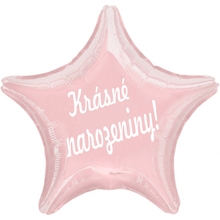 Fóliový balónek hvězda světle růžová Krásné narozeniny!
