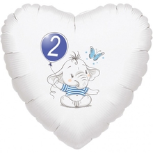 2.narozeniny modrý slon srdce foliový balónek