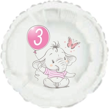 3.narozeniny růžový slon kruh foliový balónek
