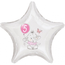 5.narozeniny růžový slon hvězda foliový balónek