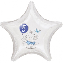 5.narozeniny modrý slon hvězda foliový balónek