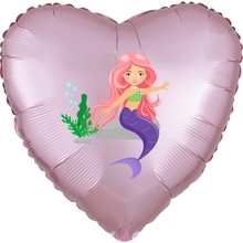 Mořská panna srdce balonek růžový