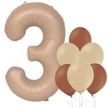 Balónek číslo 3 cappuccino 66 cm