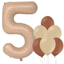 Balónek číslo 5 cappuccino 66 cm