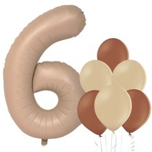 Balónek číslo 6 cappuccino 66 cm