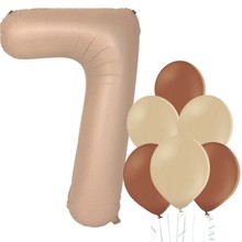 Balónek číslo 7 cappuccino 66 cm