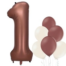 Balónek číslo 1 hnědý 66 cm