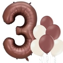 Balónek číslo 3 hnědý 66 cm