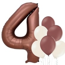 Balónek číslo 4 hnědý 66 cm