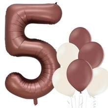 Balónek číslo 5 hnědý 66 cm