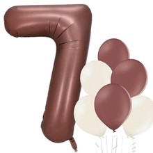 Balónek číslo 7 hnědý 66 cm