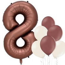 Balónek číslo 8 hnědý 66 cm