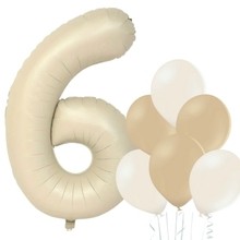 Balónek číslo 6 krémový 66 cm