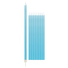 Dortové svíčky světle modré perleťové 10 ks 15,5 cm