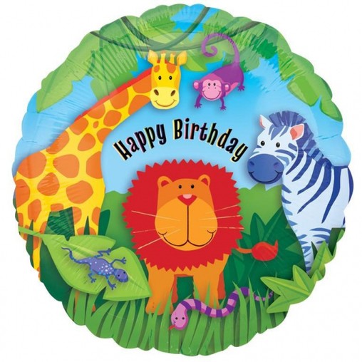 Balónek zvířátka šťastné narozeniny 45cm 