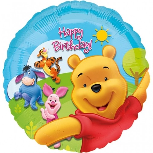 Foliový balonek Medvídek Pú šťastné narozeniny 45cm