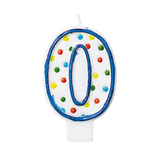 Svíčka na dort číslo 0 s puntíky