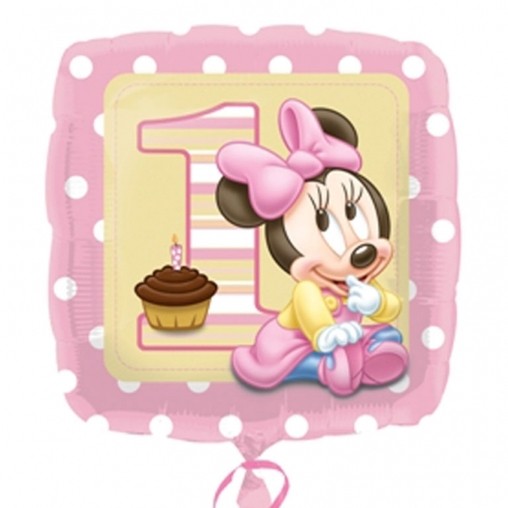 Minnie Mouse foliový balónek 1. narozeniny holčičí 45cm