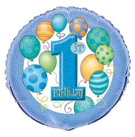 1. narozeniny foliový balonek modrý 45cm