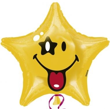 Smiley hvězda foliový balónek 45cm  