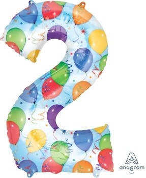 Balónky fóliové narozeniny číslo 2 motiv balónky 86cm