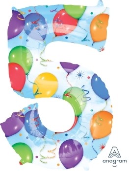 Balónky fóliové narozeniny číslo 5 motiv balónky 86cm