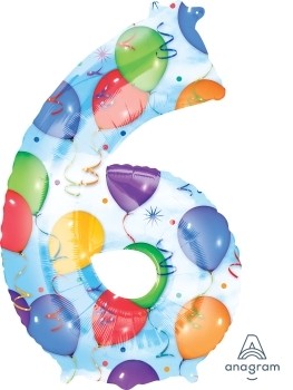 Balónky fóliové narozeniny číslo 6 motiv balónky 86cm