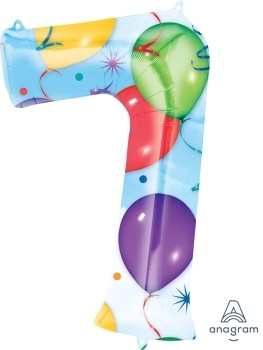 Balónky fóliové narozeniny číslo 7 motiv balónky 86cm