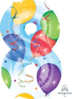 Balónky fóliové narozeniny číslo 8 motiv balónky 86cm