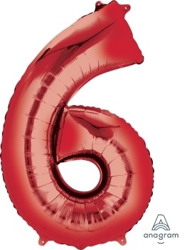 Balónky fóliové narozeniny číslo 6 červené 86cm