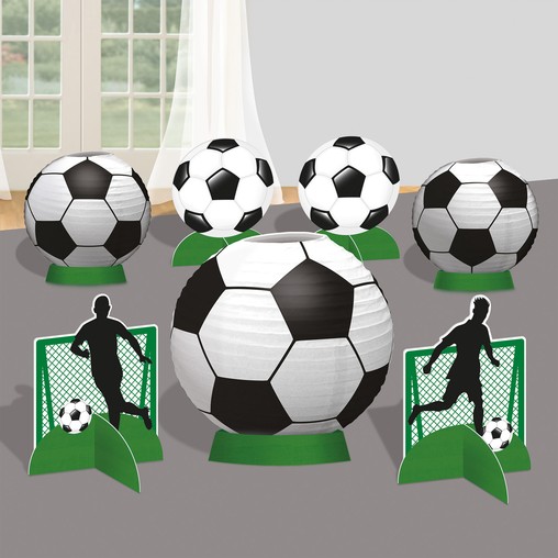Fotbal lampiony dekorace na stůl se stojánky 7 ks