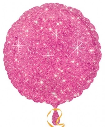 Balónek kulatý růžový - hvězdy 43cm