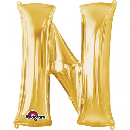  Písmena N zlaté foliové balónky 81 cm x 60 cm