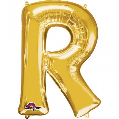 Písmena R zlaté foliové balónky 81 cm x 58 cm