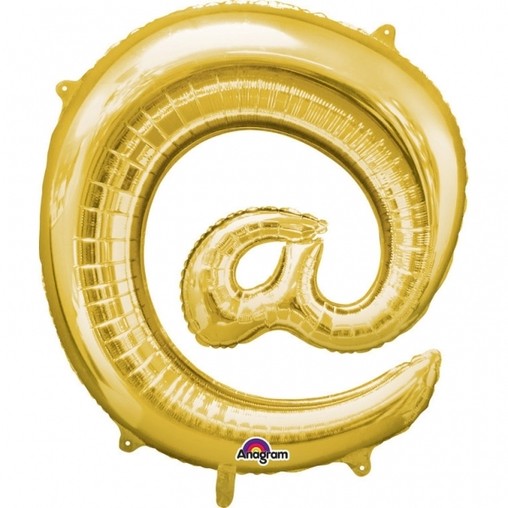 Symbol @ zlaté foliové balónky 81 cm x 76 cm