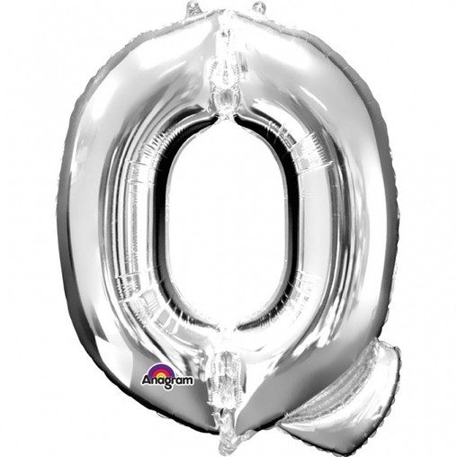 Písmena Q stříbrné foliové balónky 33 cm x 25 cm