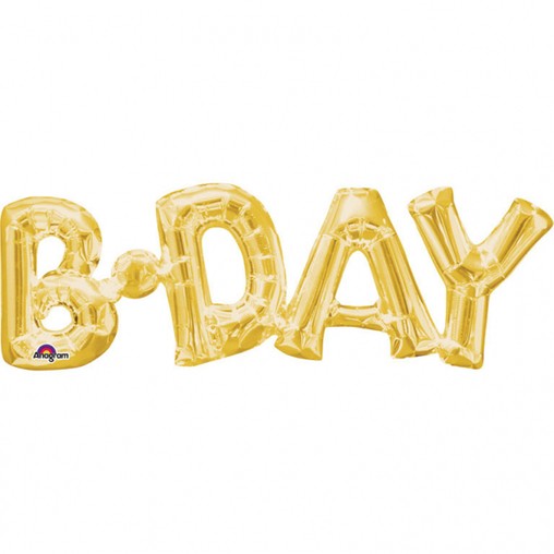 B DAY zlatý fóliový balónek 66 cm x 22 cm