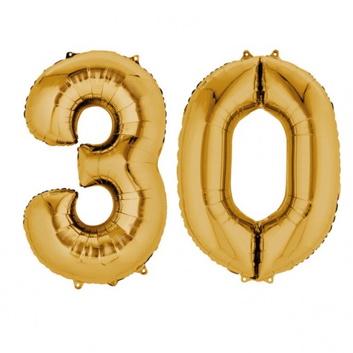 Balónky fóliové narozeniny číslo 30 zlaté 86cm