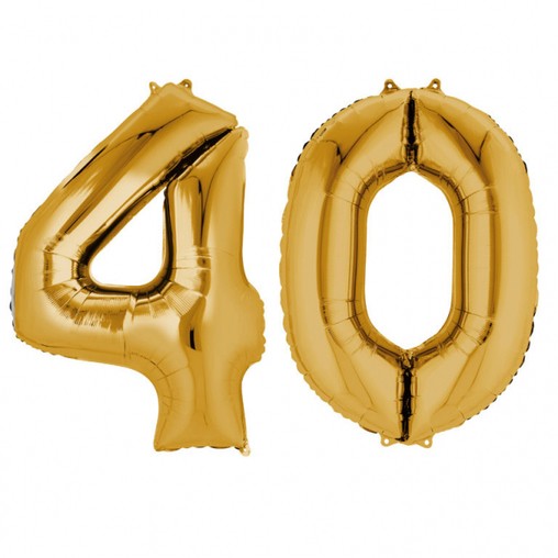 Balónky fóliové narozeniny číslo 40 zlaté 86 cm