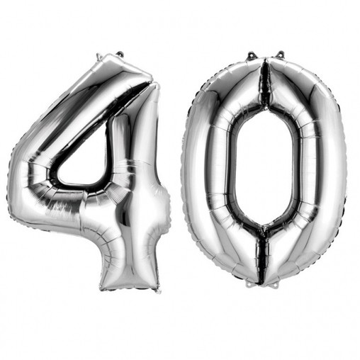 Balónky fóliové narozeniny číslo 40 stříbrné 86cm