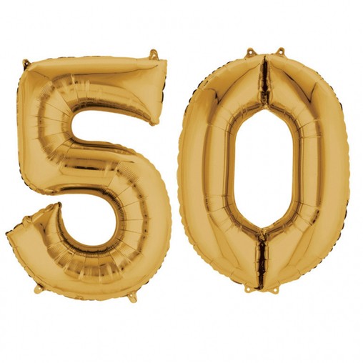 Balónky fóliové narozeniny číslo 50 zlaté 86cm