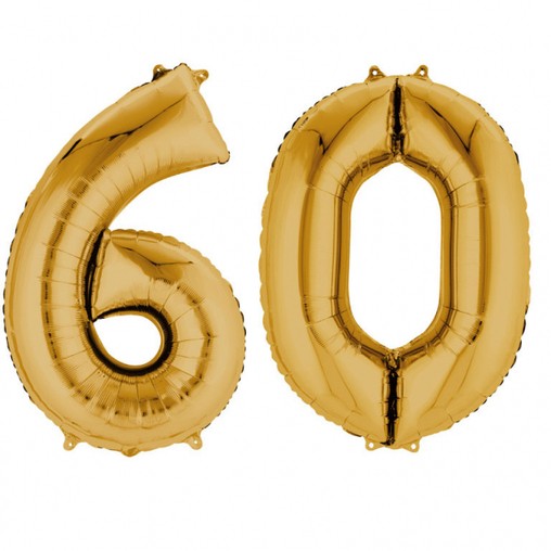 Balónky fóliové narozeniny číslo 60 zlaté 86cm