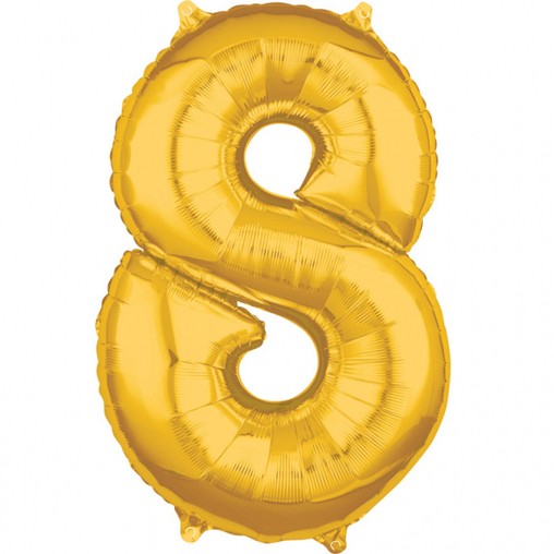 Balónek fóliový narozeniny číslo 8 zlatý 66cm