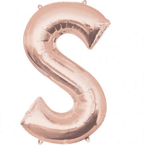 Písmeno S růžovo-zlaté foliový balónek 83 cm