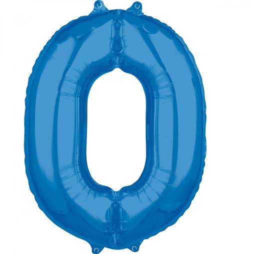 Balónek fóliový narozeniny číslo 0 modré 66 cm