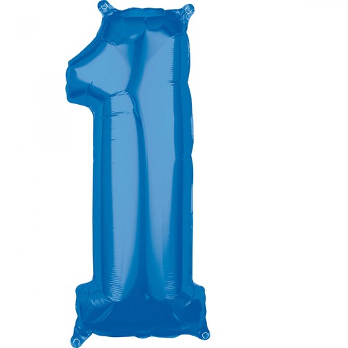 1. narozeniny balónek fóliový číslo 1 modrý 66 cm