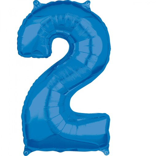 2. narozeniny balónek fóliový číslo 2 modrý 66 cm